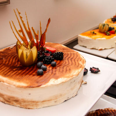 Delicious decorated white cake