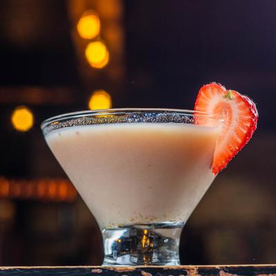 STRAWBERRIES AND CREAM cocktail drink.