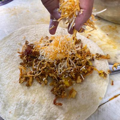 Chef making a burrito.