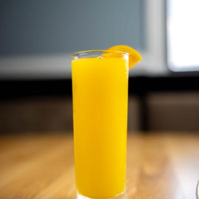 A glass of mimosa.