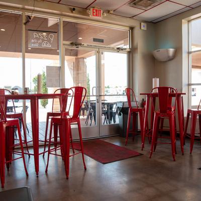 Interior, Tables and stools.