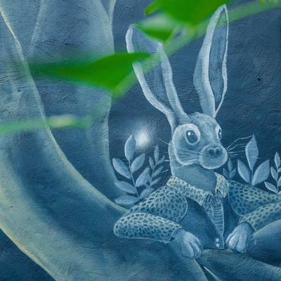 Mural of a rabbit.