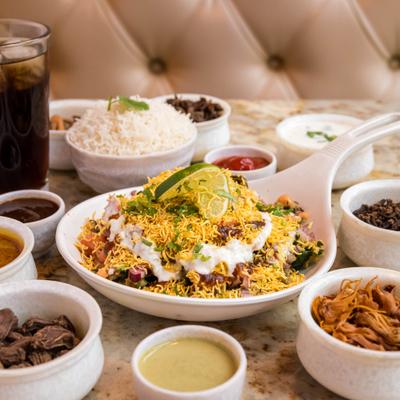 Palak chat and other dishes.