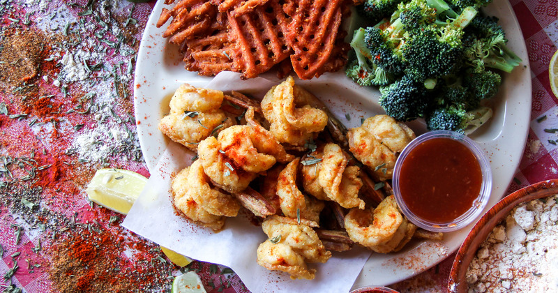 Fried food with broccoli