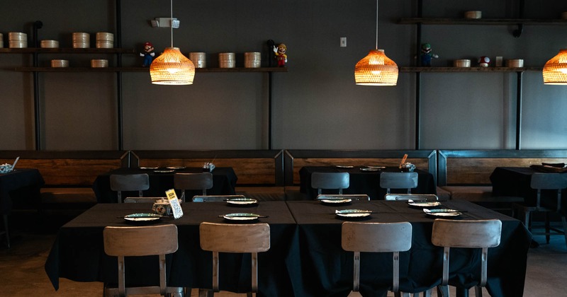 Interior, tables ready for guests