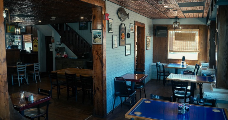 Interior, tables and chairs