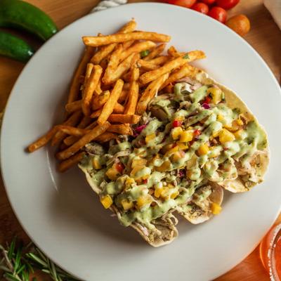 Baja Fish Tacos and fries.