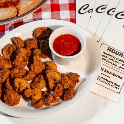 Fried Mushrooms with marinara sauce.