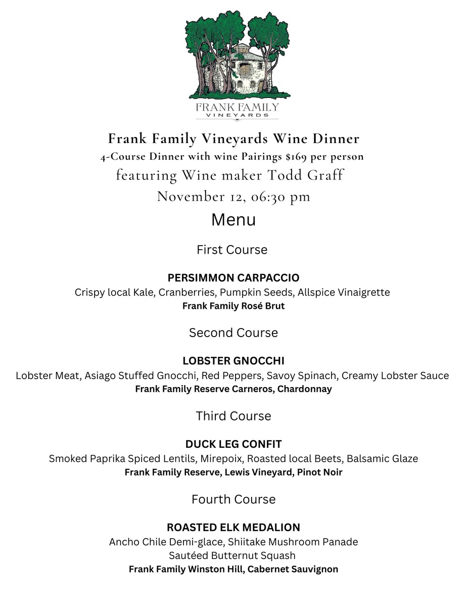 Frank Family Vineyards Wine Dinner event photo