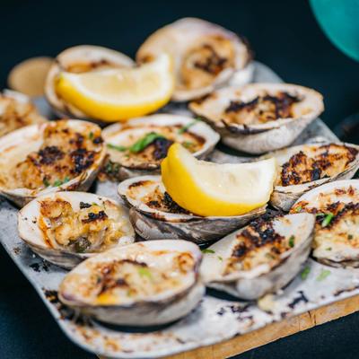 A plate of baked clams