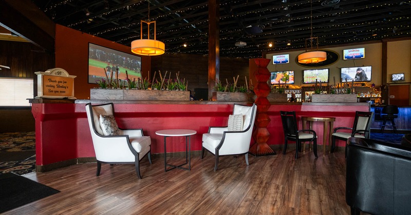 Interior, seating area, table and two armchairs