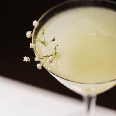 Lemonychee cocktail, closeup.