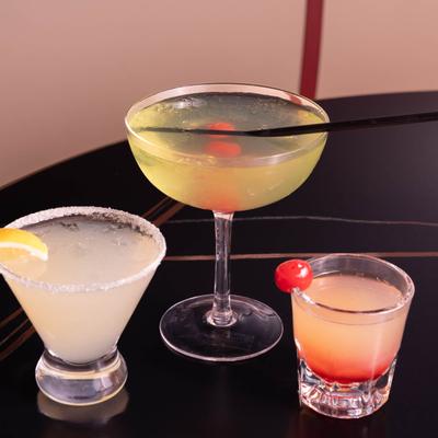 Appletini, Lemon Drop, and Pineapple Upside-Down Shot.