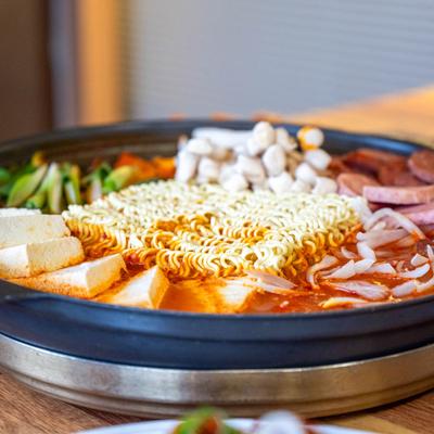 Ham, sausage, and beef hot pot.