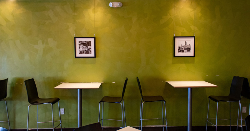 Interior, tables and chairs for guests