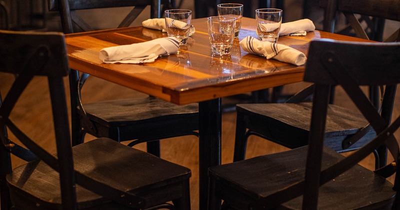 Interior, table ready for guests