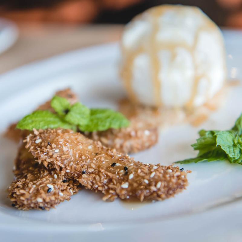 Thai Style Fried Bananas with Coconut Ice Cream photo