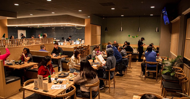 Interior, wide view, dining area