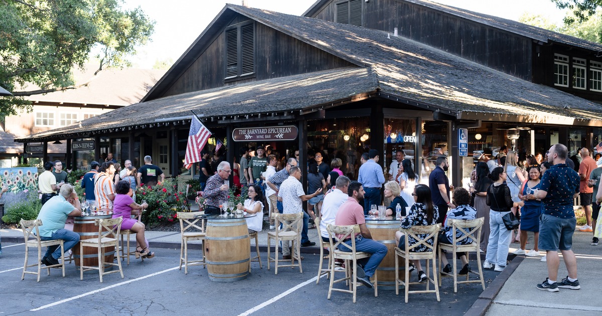 Large crowd gathered outside