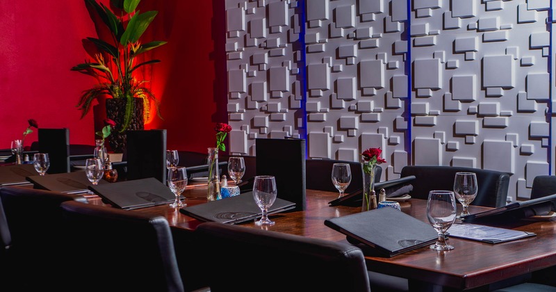 Decorated interior, a set table ready to receive guests