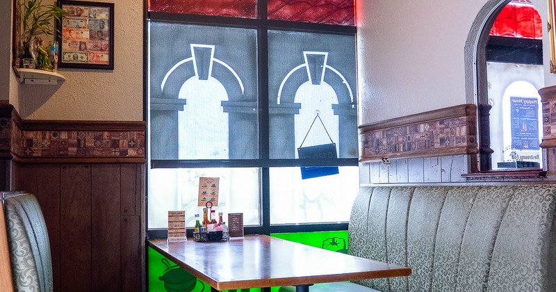 Interior, booths by the window