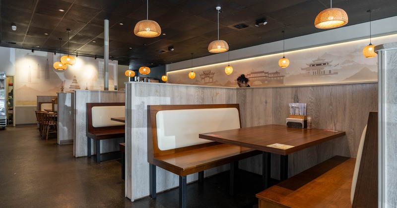 Interior, tables and seating booths