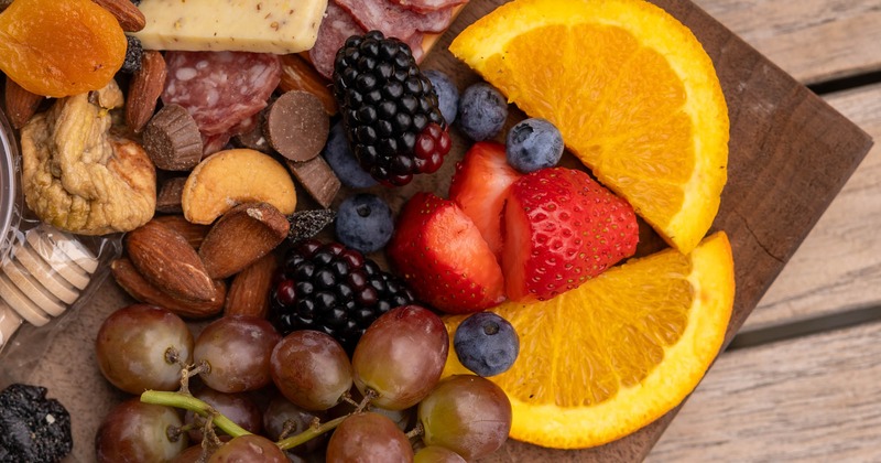 Close up of food on a charcuterie board