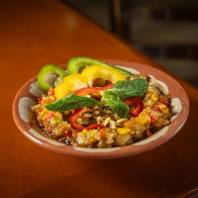 Mutabal, Middle Eastern Smoky Eggplant and Tahini Dip.