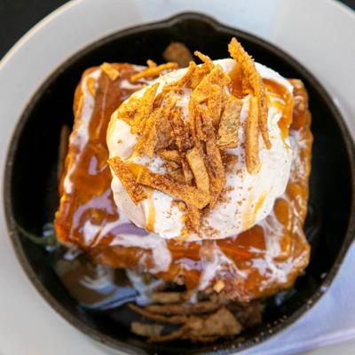 Cinnamon Bread Pudding, top view.