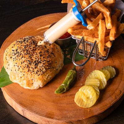 Wellington Burger and fries.