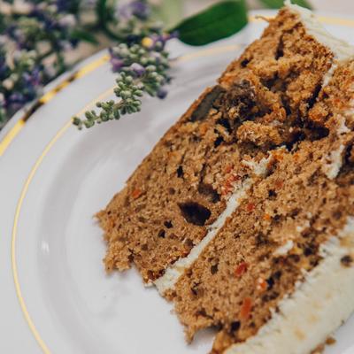 A piece of carrot cake.