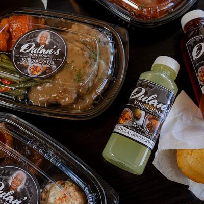 Packed meals and bottled drinks.