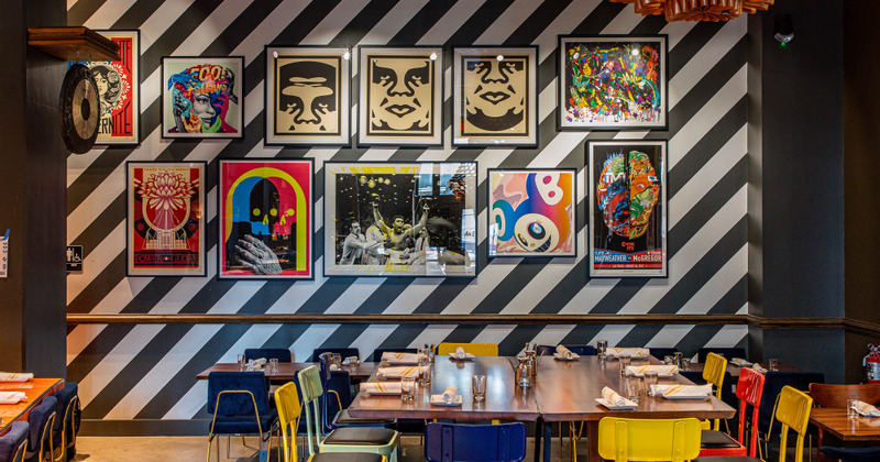 Interior, dining area, wall decoration