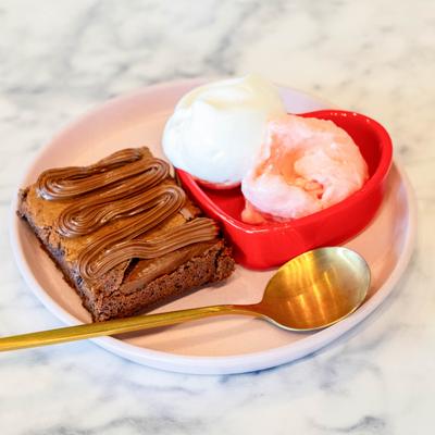 Nutella Brownie served with gelato.