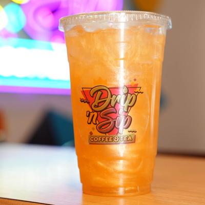 Icy orange drink.