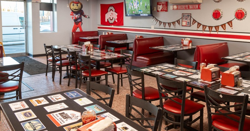 Dining area, tables ready for guests