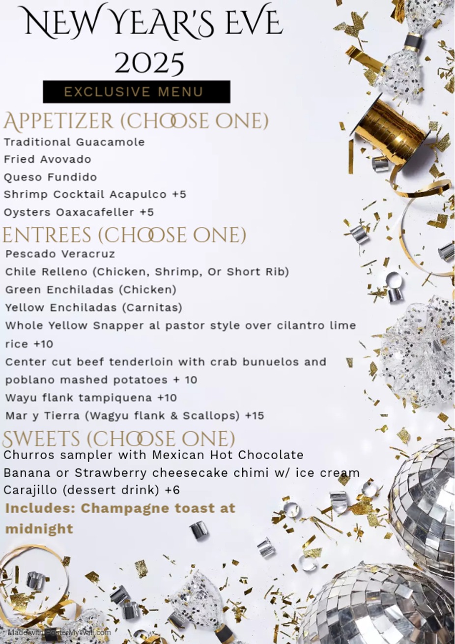 New Years Eve Menu event photo