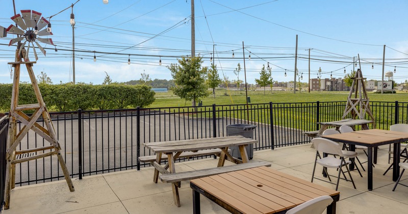 Patio, picnic tables, dining tables and chairs