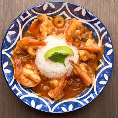 Caribbean Creole Shrimp and Rice.