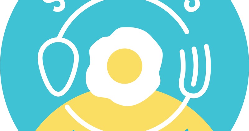 A stylized graphic of a fried egg