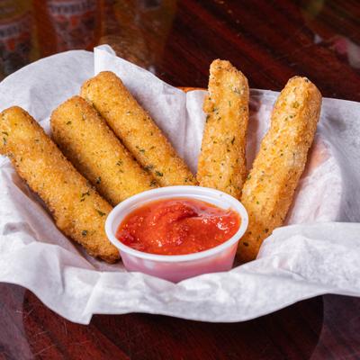 Mozzarella sticks with marinara sauce.