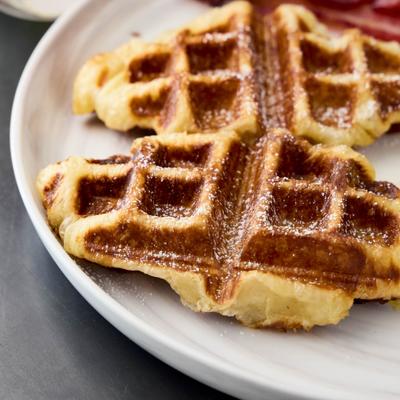 Closeup on a waffle side.