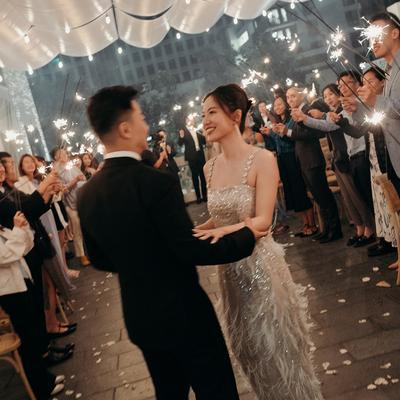 The bride and groom during the first dance.