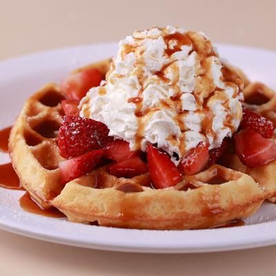 Dessert with cream and fruit