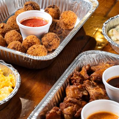 Mac and Cheese Balls, and Chicken Wings.