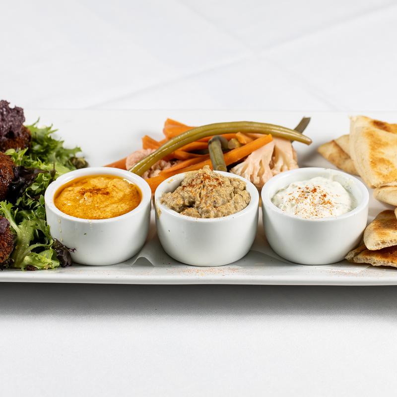 menu item 4 of 9, Mezze Sampler (V)