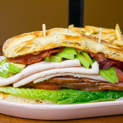 Turkey club sandwich.