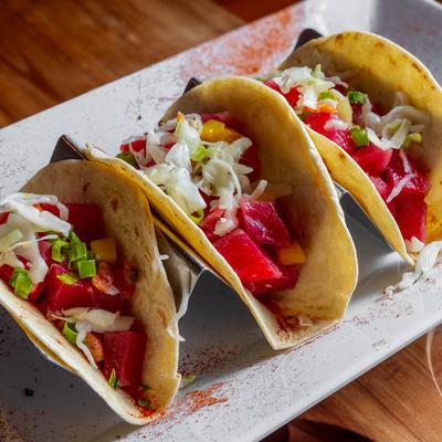 Mango Ahi Tuna Tacos.