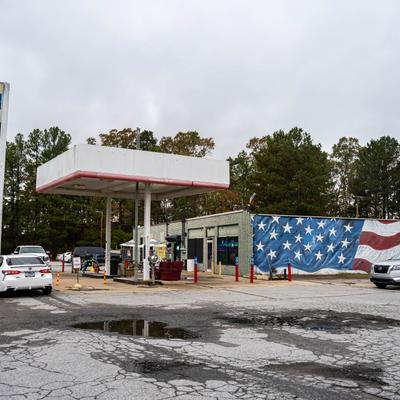 The parking lot outside of the restaurant.