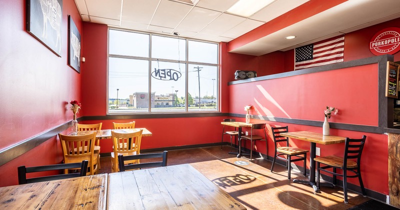 Interior, tables ready for guests